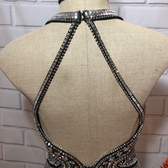 MON CHERI Ellie Wilde Halter neck glass beads formal mermaid long gown - Picture 6 of 14